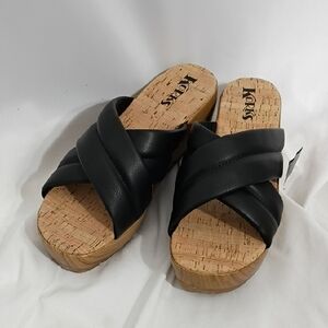 NWOB Korks Black Faithe X Band Sandals Women's Size 9M, No Box Included